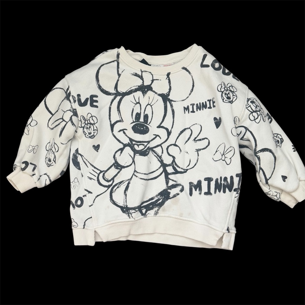 Disney Zara Minnie Mouse Kids Hoodie - White and Black